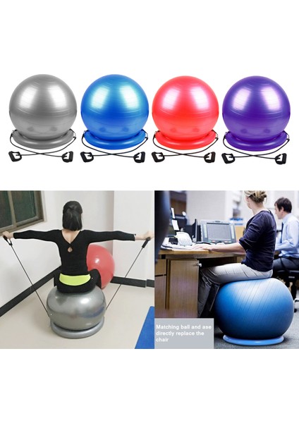 Gri Tarzı Egzersiz Topu Sandalyesi – Direnç Bantlı 65 cm Patlama Önleyici Yoga Topu - (Yurt Dışından) modelleri
