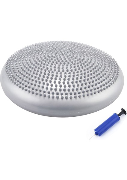Gri Stil 33CM Şişme Pvc Denge Yastığı Topu Denge Plakası Kalınlaşmış Patlamaya Dayanıklı Yoga Denge Topu Masaj Yastığı Pompalı (Yurt Dışından)