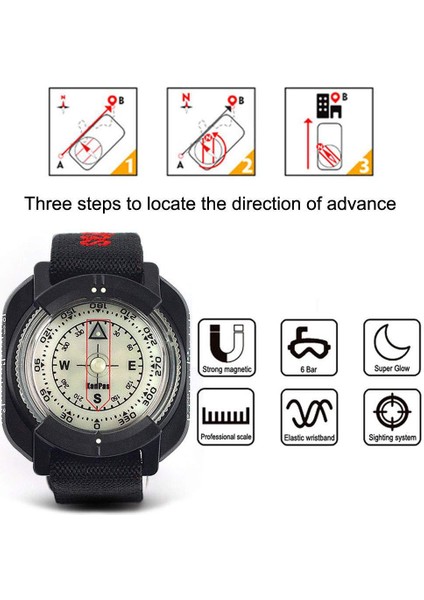 Siyah Stil Açık Pusula Profesyonel 60 M Ft Dalış Pusulası Su Geçirmez Navigatör Dijital Saat Yüzme Dalış Için Tüplü Pusula (Yurt Dışından) modelleri