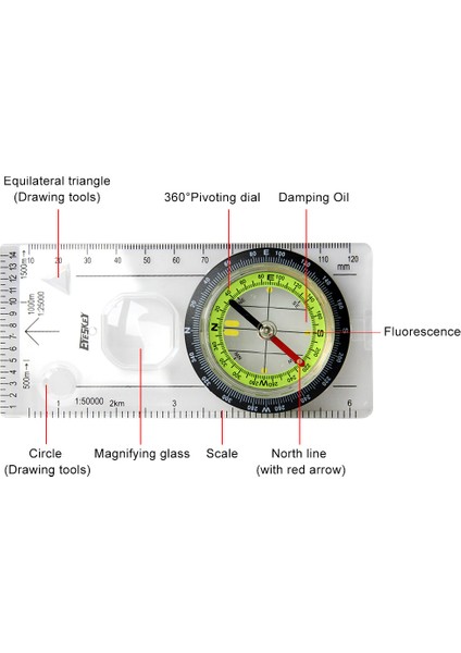 Açık Yeşil Tarzı Profesyonel Taşınabilir Büyüteç Pusula Taban Plakası Cetvel Harita Ölçeği Pusula Açık Kamp Oryantiring Izci Yürüyüş Botla (Yurt Dışından) modelleri