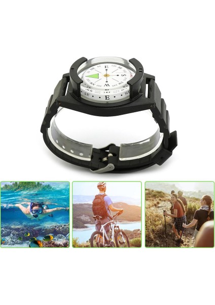 Siyah Stil Açık Hava Pusula Yürüyüş Kamp Dalış Hassas Profesyonel Bilek Dalışı Compa Mft Pusula Kadranı Su Geçirmez (Yurt Dışından)