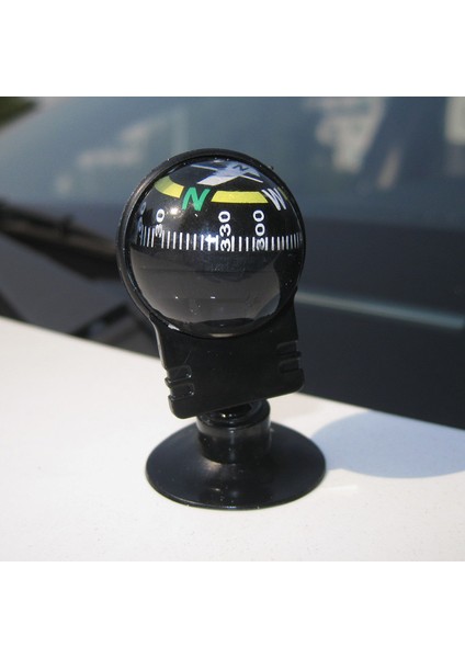 Siyah Stil Derece Rotasyon Su Geçirmez Araç Navigasyon Topu Şekilli Araba Pusula Topu Vantuzlu Dış Mekan Aksesuarları (Yurt Dışından)