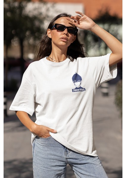 Unisex Sırt Baskılı Yoichi Isagi Tişört, Oversize Blue Lock Anime Baskılı T-Shirt