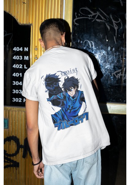 Unisex Sırt Baskılı Yoichi Isagi Tişört, Oversize Blue Lock Anime Baskılı T-Shirt modelleri