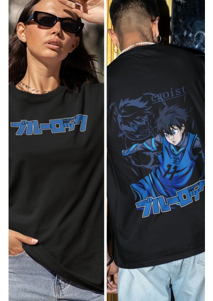 Unisex Sırt Baskılı Blue Lock Tişört, Oversize Yoichi Isagi Anime Baskılı T-Shirt