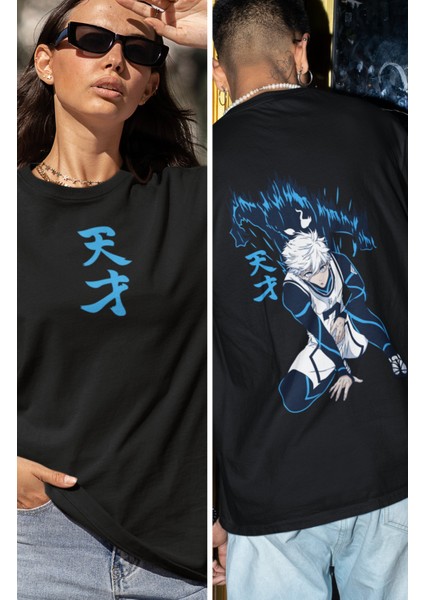 Oversize Seishiro Nagi Two Sırt Baskılı Tişört, Unisex Blue Lock Anime Baskılı T-Shirt