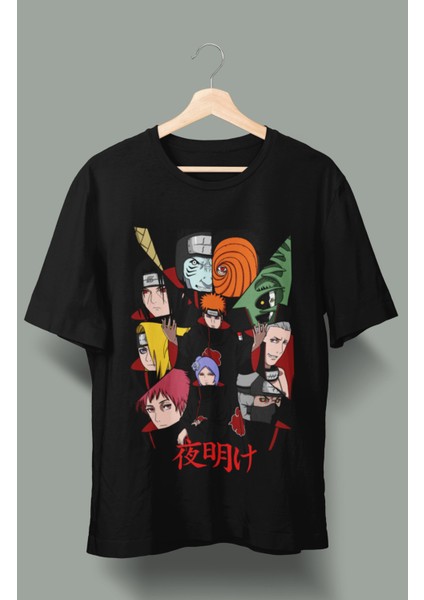 Oversize Naruto Akatsuki Üyeleri Ex2 Tişört, Unisex Anime Baskılı T-Shirt