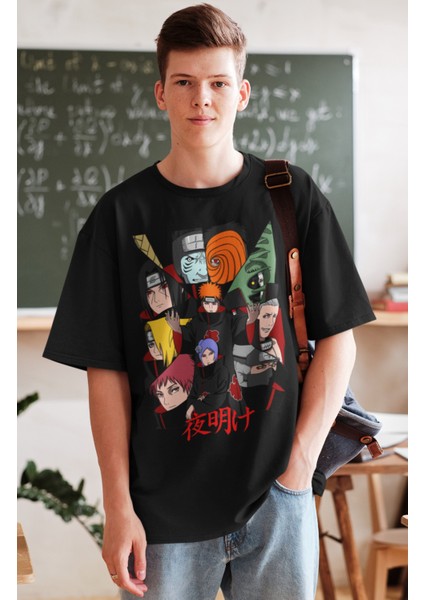 Oversize Naruto Akatsuki Üyeleri Ex2 Tişört, Unisex Anime Baskılı T-Shirt fiyatları