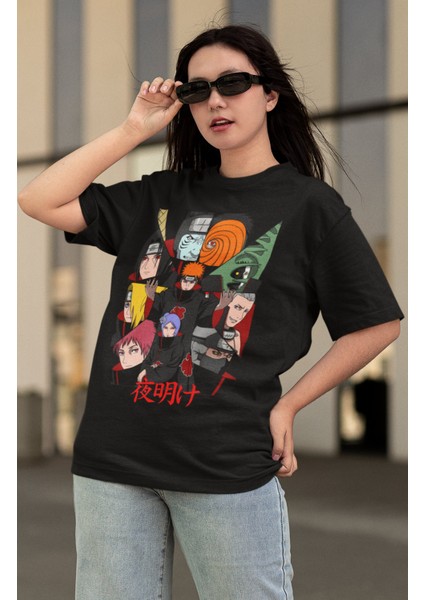 Oversize Naruto Akatsuki Üyeleri Ex2 Tişört, Unisex Anime Baskılı T-Shirt modelleri