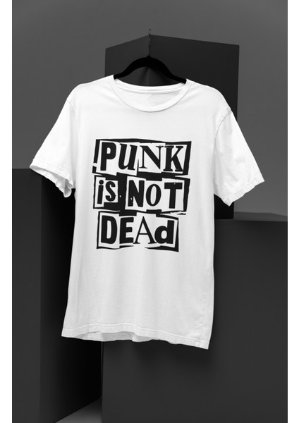 Unisex Punk Is Not Dead Yazılı Tişört, Oversize Rock Metal Baskılı T-Shirt