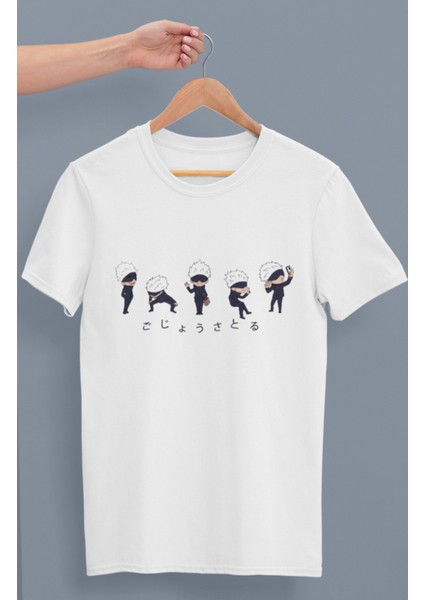 Oversize Small Gojo Satoru's Baskılı Tişört, Unisex Anime Baskılı T-Shirt