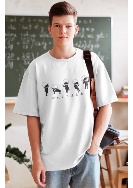 Oversize Small Gojo Satoru's Baskılı Tişört, Unisex Anime Baskılı T-Shirt fiyatları