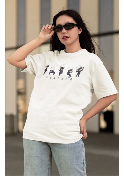 Oversize Small Gojo Satoru's Baskılı Tişört, Unisex Anime Baskılı T-Shirt modelleri