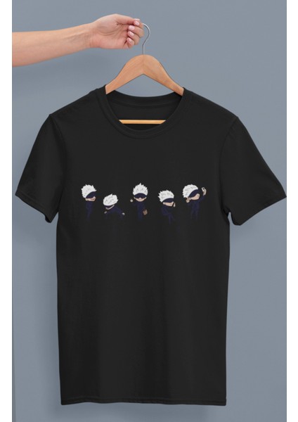 Oversize Small Gojo Satoru's Baskılı Tişört, Unisex Anime Baskılı T-Shirt