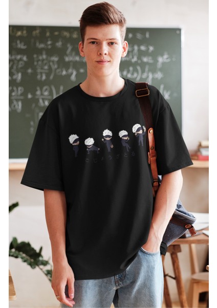 Oversize Small Gojo Satoru's Baskılı Tişört, Unisex Anime Baskılı T-Shirt fiyatları
