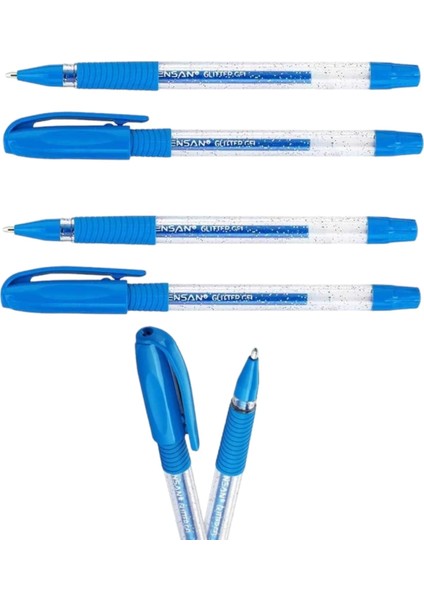 Glitter Simli Jel Kalem Mavi ( 1 mm ) - 4 Adet