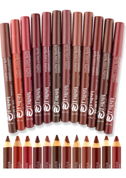 Ultra Soft Jumbo Kalem Ruj 12'li Set Suya Dayanıklı Uzun Süre Kalıcı Dudak Kalemi