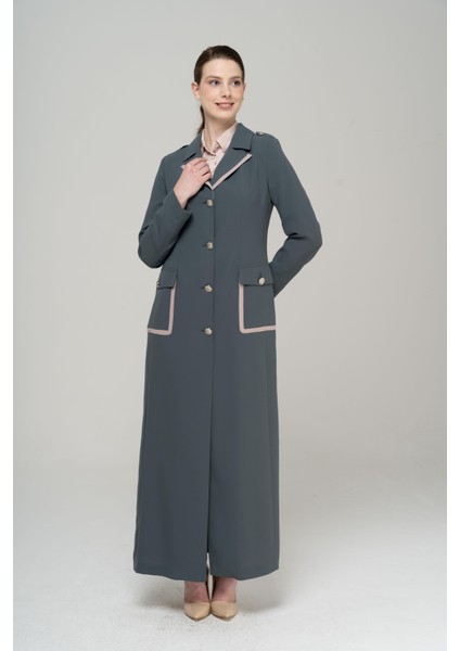 Erkek Yaka Torba Cepli Apolet ve Garni Detaylı Astarlı Pardesü HAKİ 6577