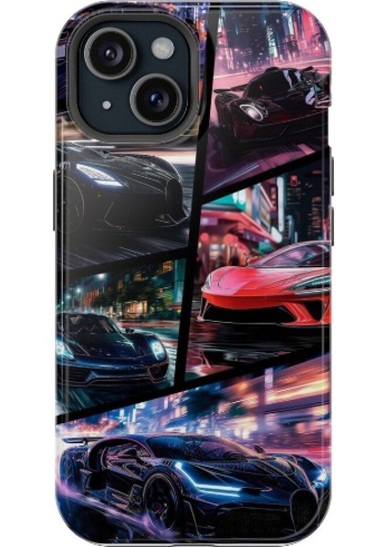 iPhone 13 Mini Uyumlu Silikon Kılıf - Super Cars Kolaj