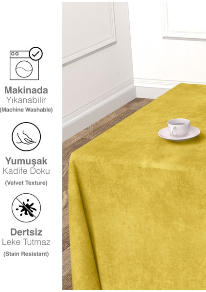 Daily Series Kadife Dokulu Güneş Sarısı Rengi Masa Örtüsü