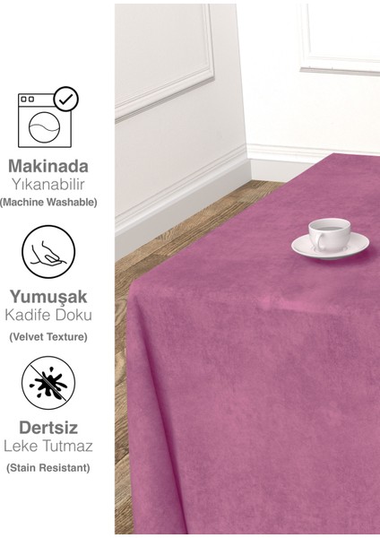 Daily Series Kadife Dokulu Gül Kurusu Rengi Masa Örtüsü
