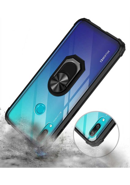 Huawei Y7 Prime 2019 Kılıf Silikon Kenarlı Yüzüklü Manyetik Mola Telefon Kılıfı modelleri