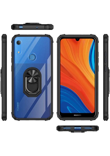 Huawei Y6S 2019 Kılıf Silikon Kenarlı Yüzüklü Manyetik Mola Telefon Kılıfı fiyatları