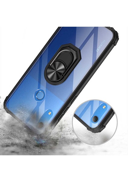 Huawei Y6S 2019 Kılıf Silikon Kenarlı Yüzüklü Manyetik Mola Telefon Kılıfı modelleri