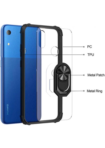 Huawei Y6S 2019 Kılıf Silikon Kenarlı Yüzüklü Manyetik Mola Telefon Kılıfı fırsatları