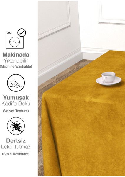 Daily Series Kadife Dokulu Safran Rengi Masa Örtüsü