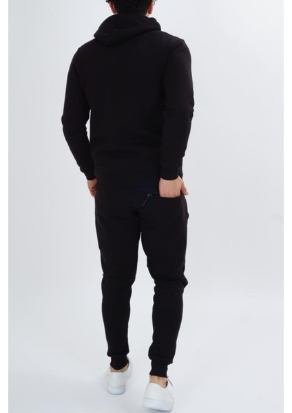 Erkek Siyah Kapşonlu Eşofman Takımı 318 modelleri