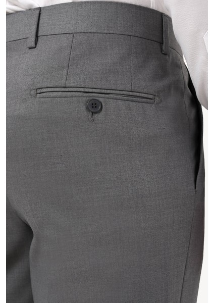 Erkek Gri Yünlü Klasik Kumaş Pantolon