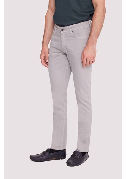 Erkek Gri Slim Fit Üst Cep Kanvas Pantolon modelleri