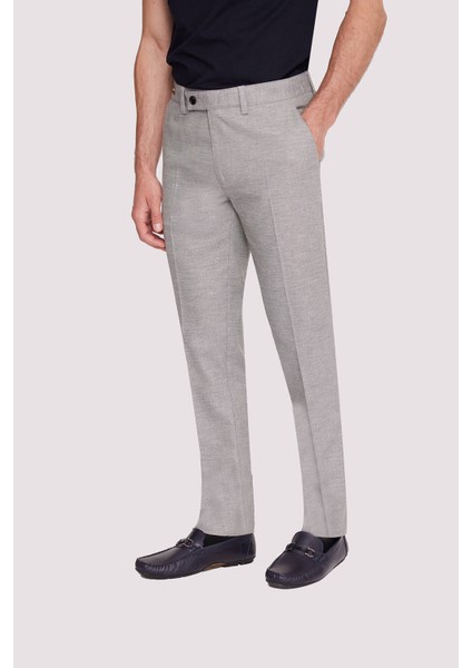 Erkek Bej Regular Fit Çizgili Keten Pantolon fiyatları