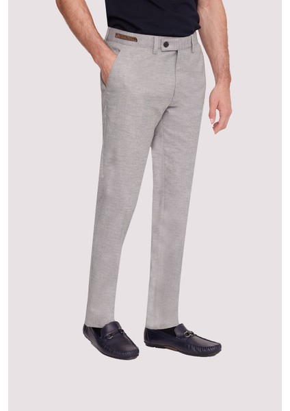 Erkek Bej Regular Fit Çizgili Keten Pantolon modelleri