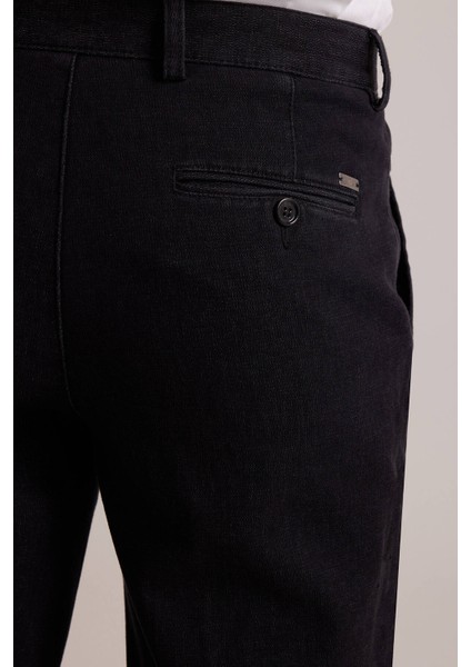 Erkek Siyah Düz Regular Fit Kot Pantolon