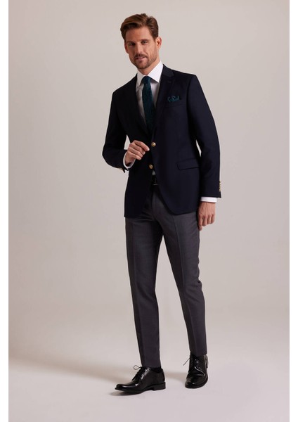 Erkek Lacivert Regular Fit Yünlü Blazer Ceket indirimleri