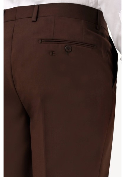 Erkek Kahverengi Kumaş Pantolon Regular Fit fırsatları