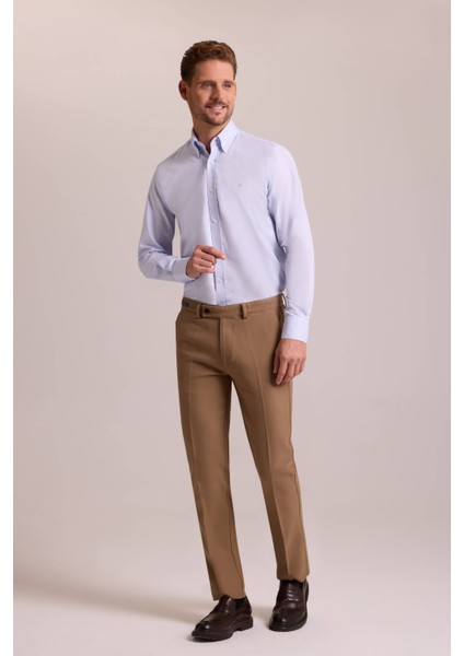 Erkek Camel Regular Fit Kanvas Pantolon