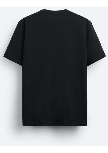 Oversize Bisiklet Yaka Explore Baskılı Kısa Kollu Siyah T-Shirt fiyatları