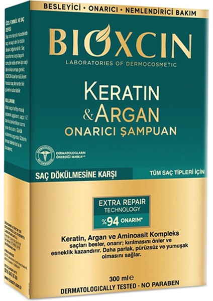 Keratin & Argan Onarıcı Şampuan 300 ml
