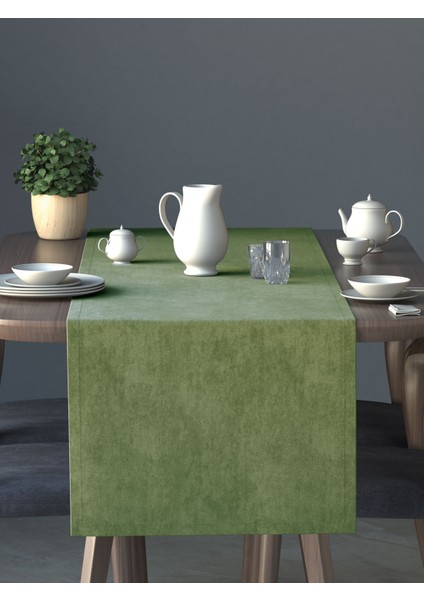 Kadife Dokulu Zeytin Yaprağı Rengi Daily Series Runner 40 X 140