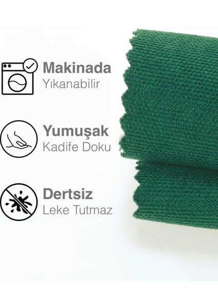 Kadife Dokulu Zümrüt Yeşili Rengi Daily Series Runner 40 x 140