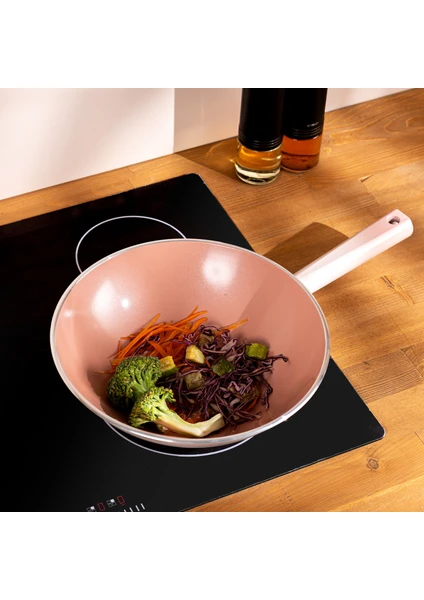 Swiss Crystal Wok Tava Pembe 28 cm