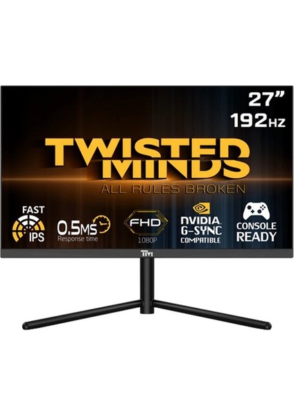 Twısted Mınds 27” TM27FHD192IPS Fhd 192HZ 0.5ms HDMI Dp HDR400 Ready Fast IPS Freesync/adaptıve-Sync Çerçevesiz Gamıng Monitör