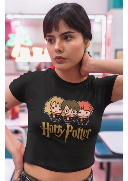 H Potter Karakterleri Baskılı Crop Top, Hp Baskılı Crop Bluz