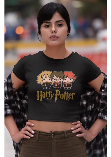 H Potter Karakterleri Baskılı Crop Top, Hp Baskılı Crop Bluz