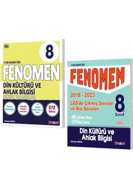 Fenomen Yayıncılık 8. Sınıf Din Kültürü ve Ahlak Bilgisi Soru Bankası - LGS Çıkmış Sorular ve İkiz Soruları 2018 - 2023 – 2 Kitap