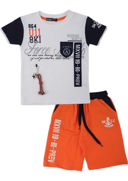 Erkek Çocuk Yazı Baskılı Yazlık T-Shirt Şort 2'li Alt Üst Takım