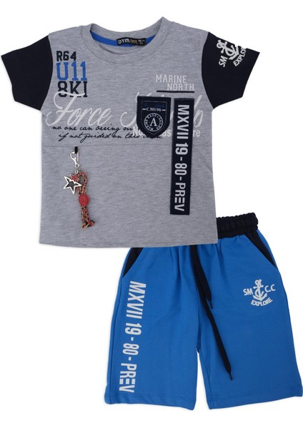 Erkek Çocuk Yazı Baskılı Yazlık T-Shirt Şort 2'li Alt Üst Takım
